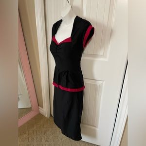 SOLD.              Black and red stop staring wiggle dress size large